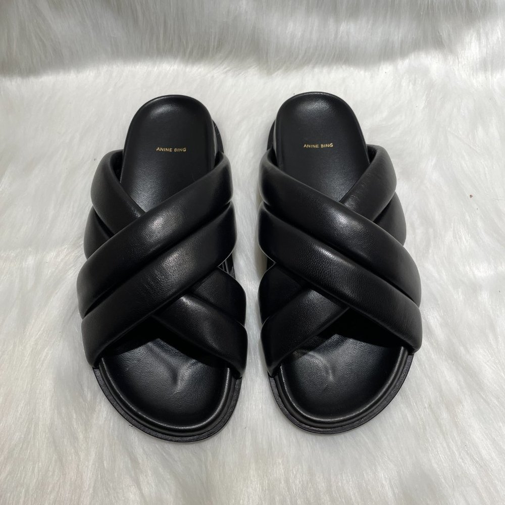 ANINE BING Lizzie Slides in Black Flat Sandal 39 / 9